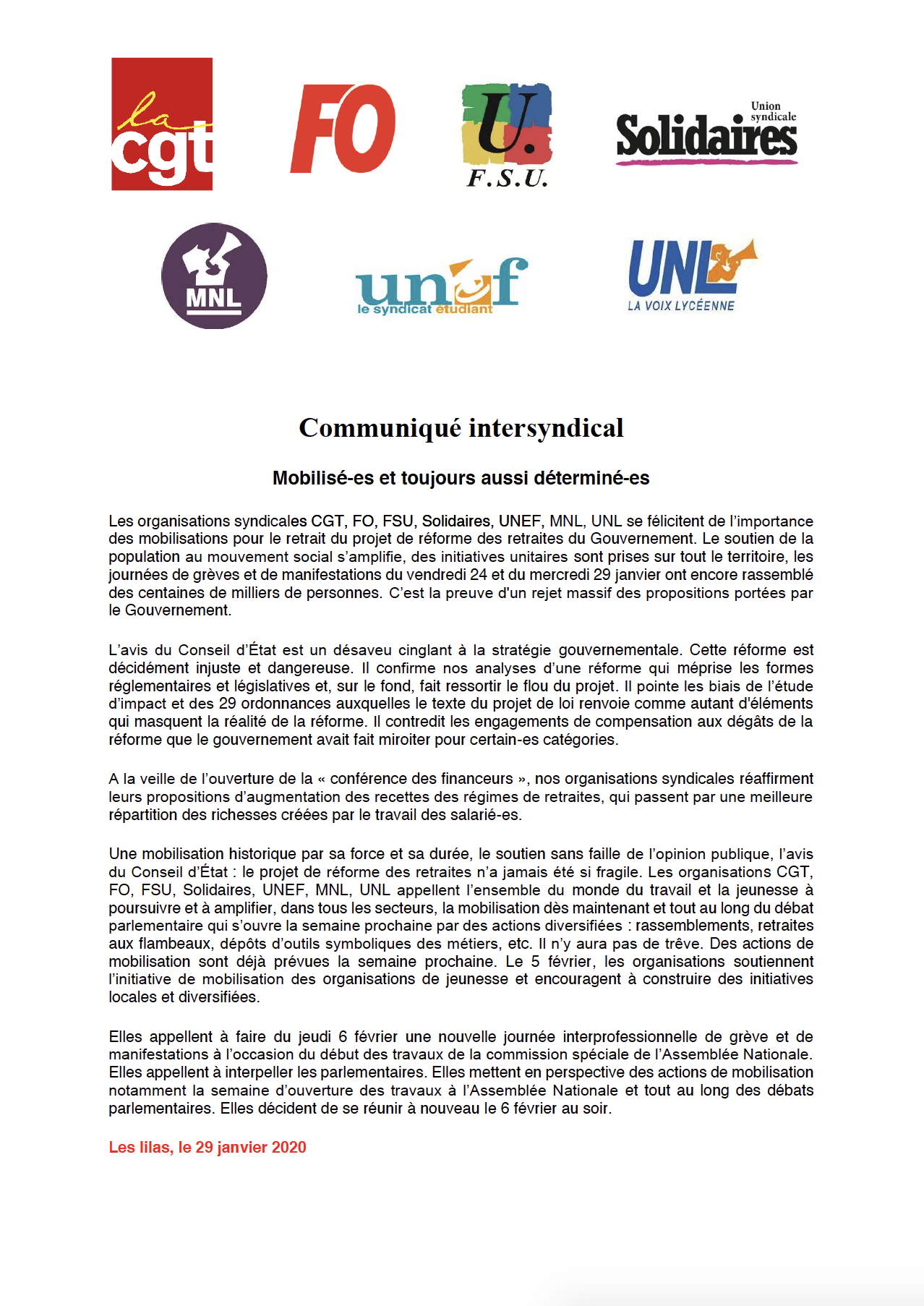 Lire la suite à propos de l’article Communiqué Intersyndical
