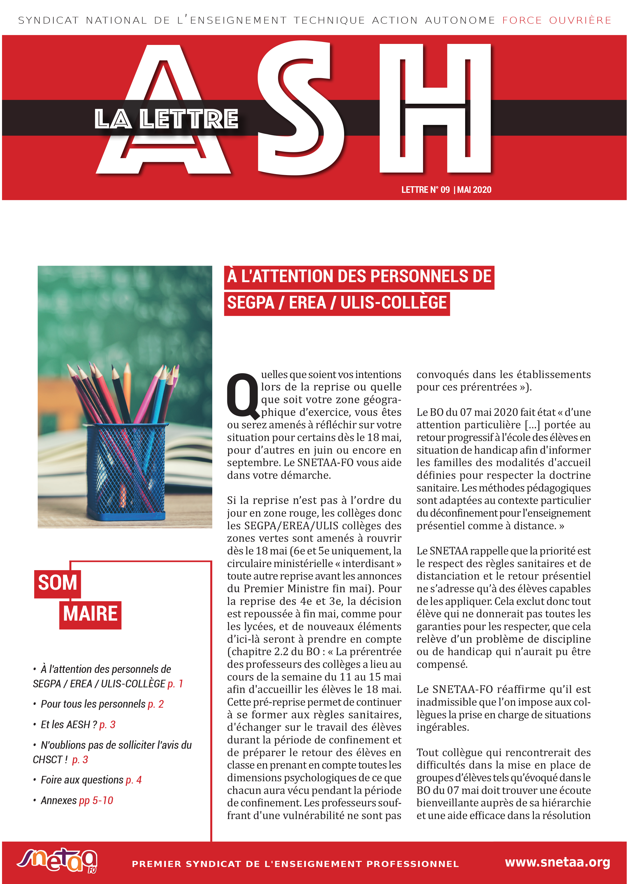 Lire la suite à propos de l’article Lettre ASH n°9