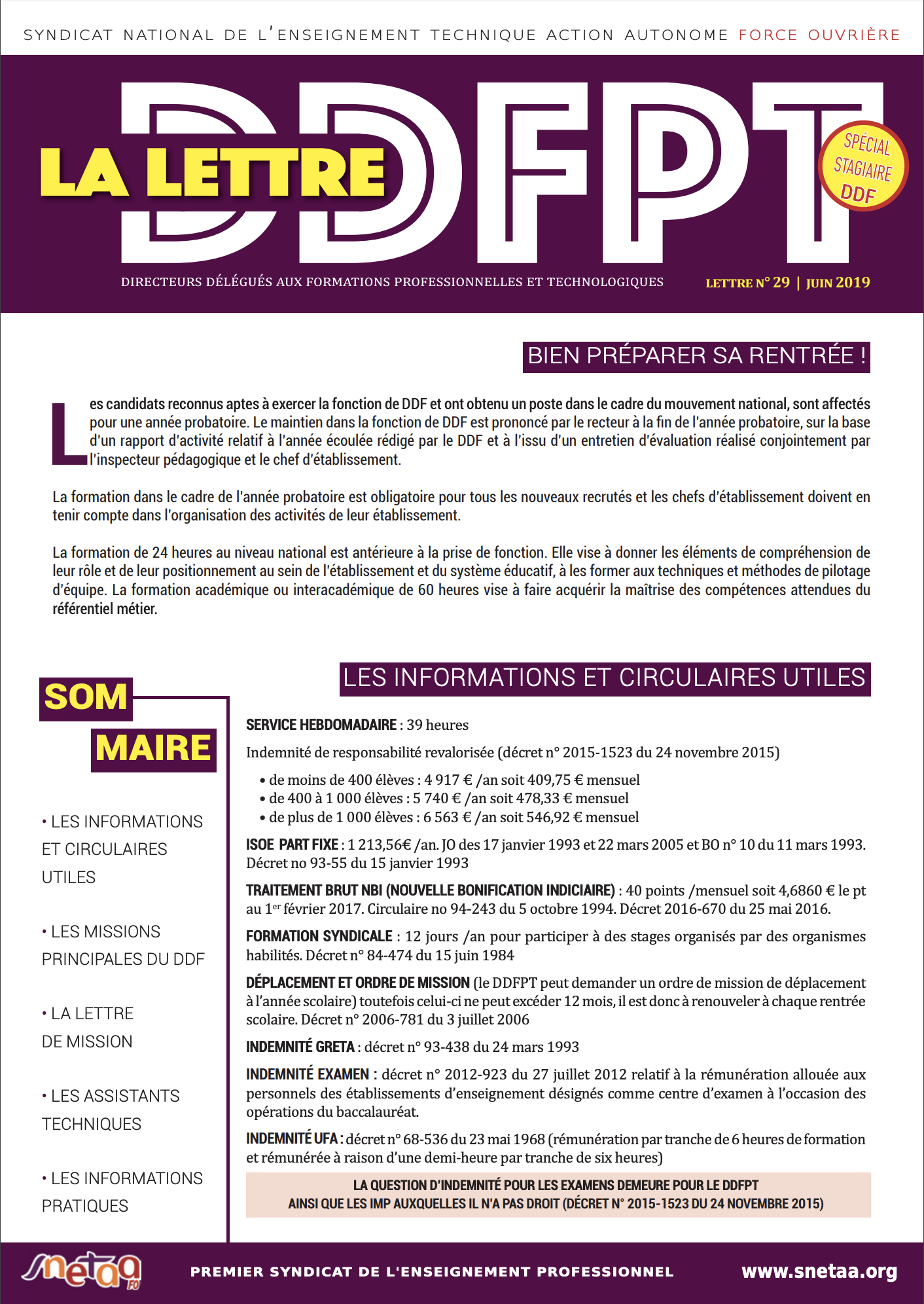 Lire la suite à propos de l’article Lettre DDFPT n°29