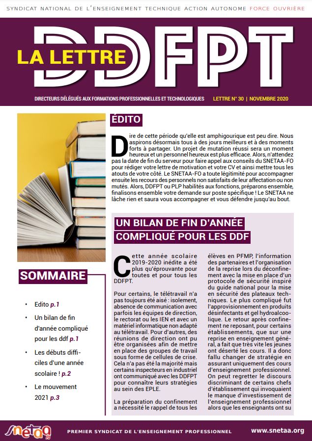 Lire la suite à propos de l’article Lettre DDFPT n°30