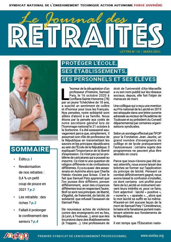 Lire la suite à propos de l’article Journal des retraités n°15