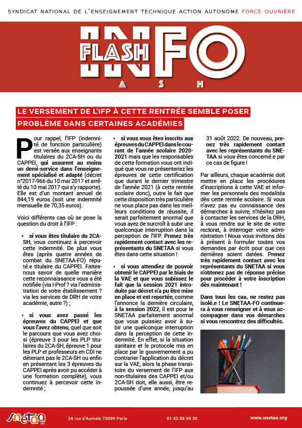 Lire la suite à propos de l’article Lettre Flash ASH – Octobre 2021