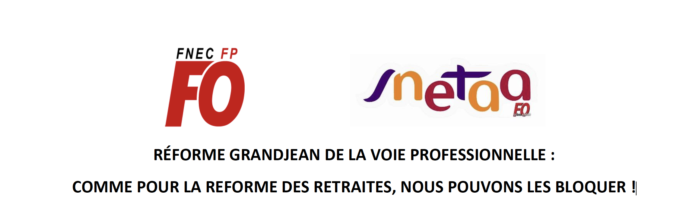 Lire la suite à propos de l’article [Communiqué de Presse] Réforme GRANDJEAN de la voie professionnelle : comme pour la réforme des retraites, nous pouvons les bloquer !