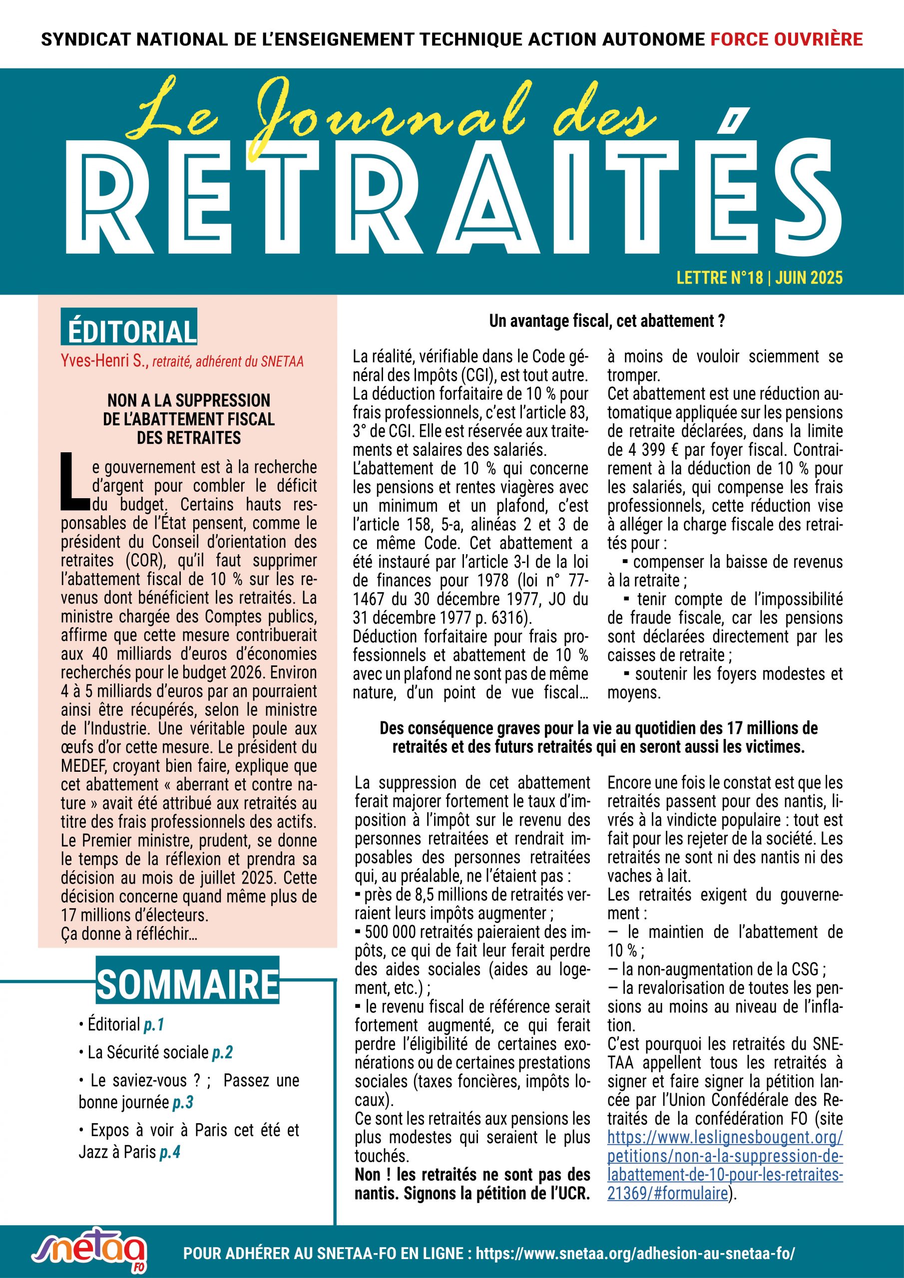Lire la suite à propos de l’article Journal des retraités N°18