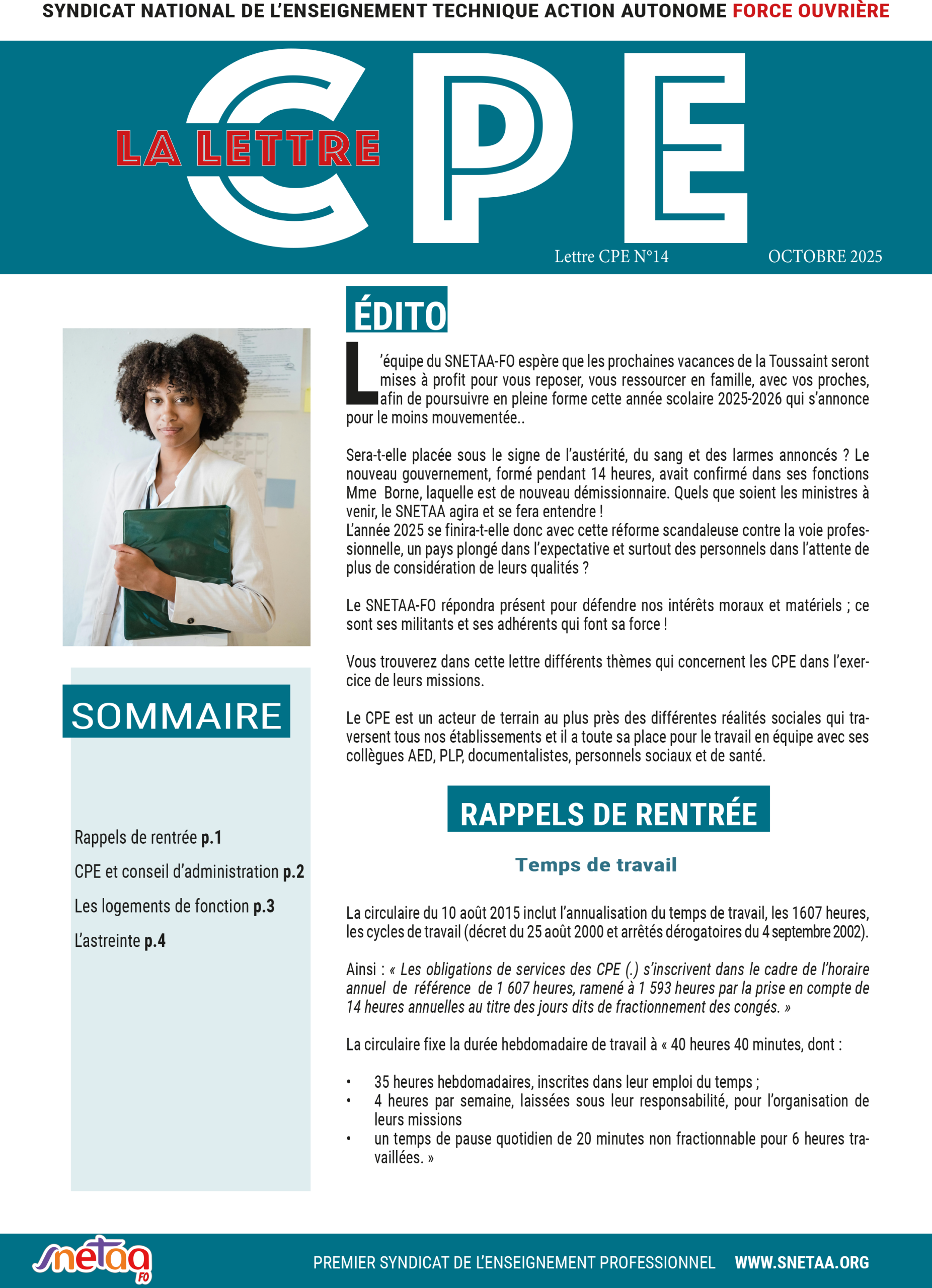 Lire la suite à propos de l’article Lettre CPE n°14