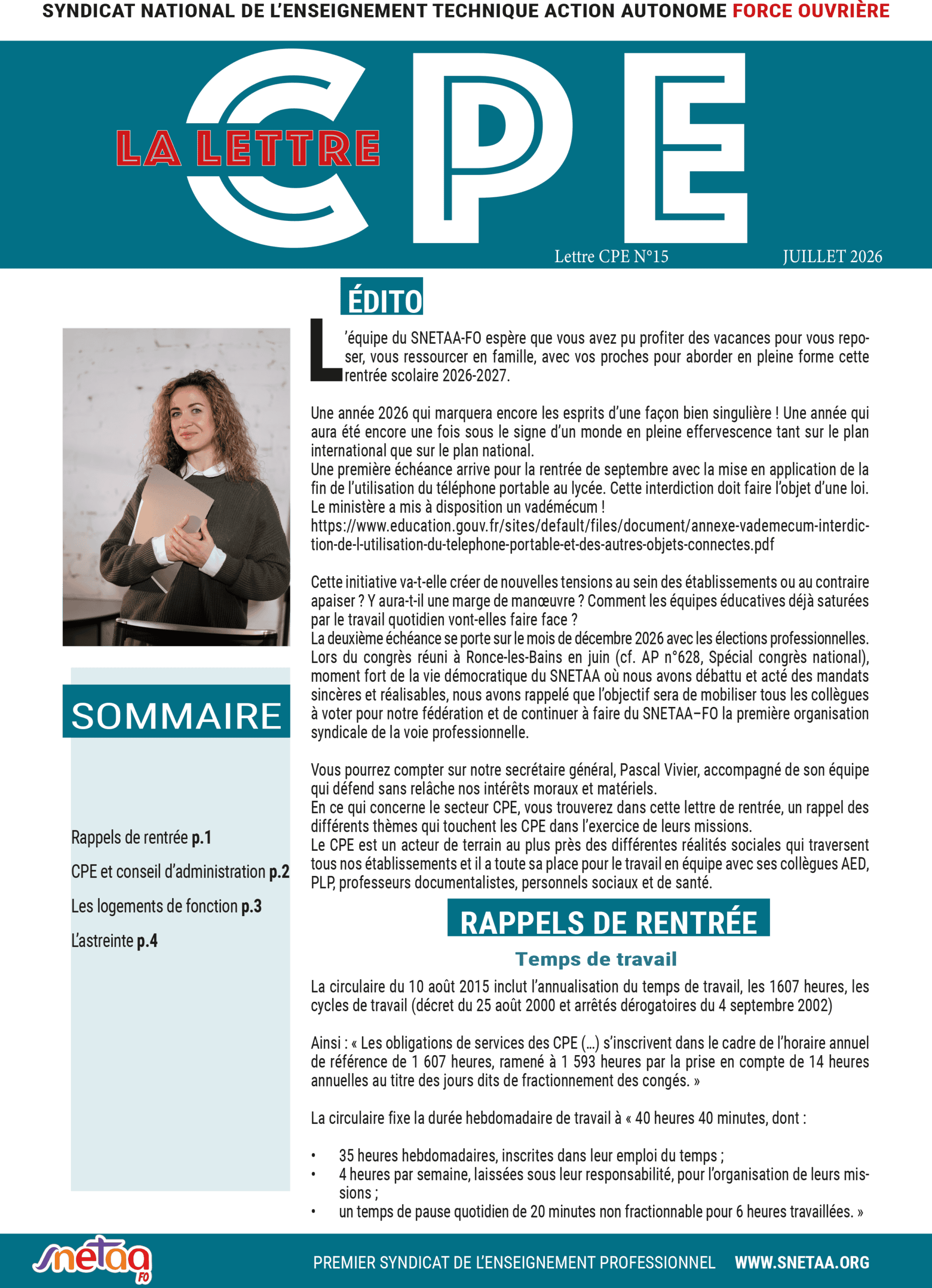 Lire la suite à propos de l’article Lettre CPE n°15
